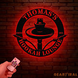 Custom Shisha Hookah Metal Wall Art with LED Light - Personalized Smoke Shop Name Sign - Home Decor & Hookah Shop