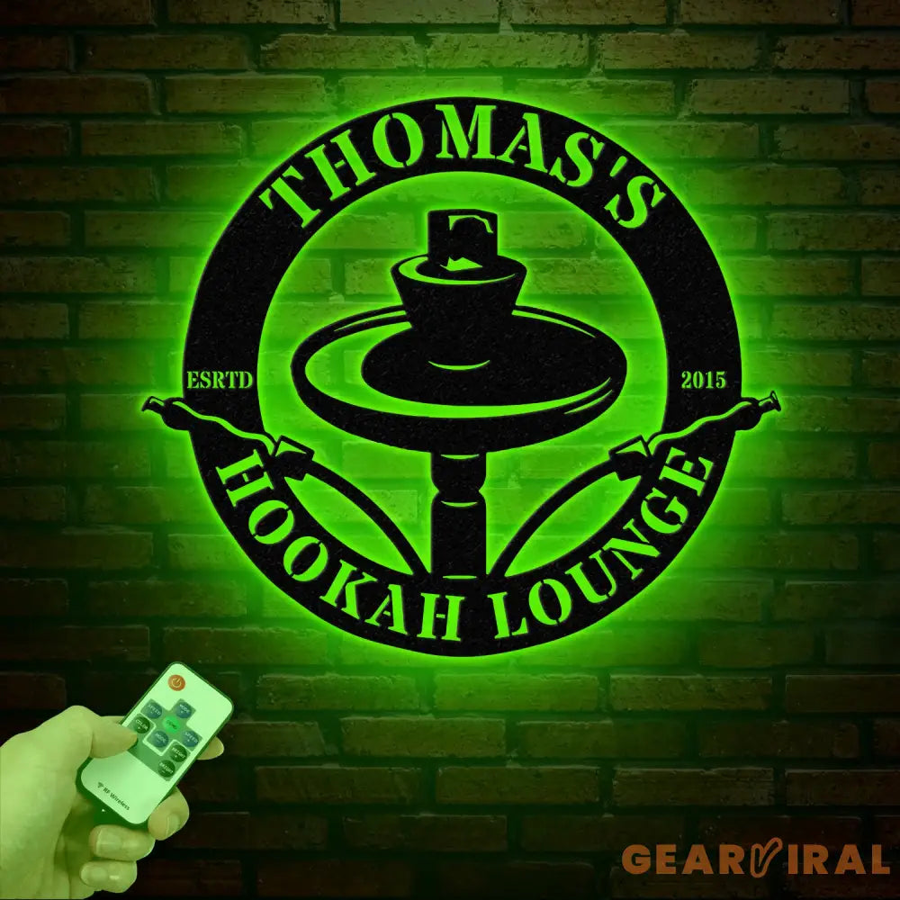 Custom Shisha Hookah Metal Wall Art with LED Light - Personalized Smoke Shop Name Sign - Home Decor & Hookah Shop