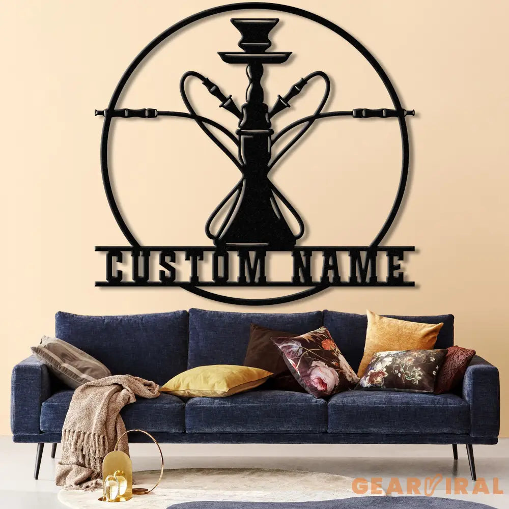 Custom Shisha Hookah Metal Wall Art with LED Light - Personalized Smoke Shop Name Sign - Home Decor & Hookah Shop