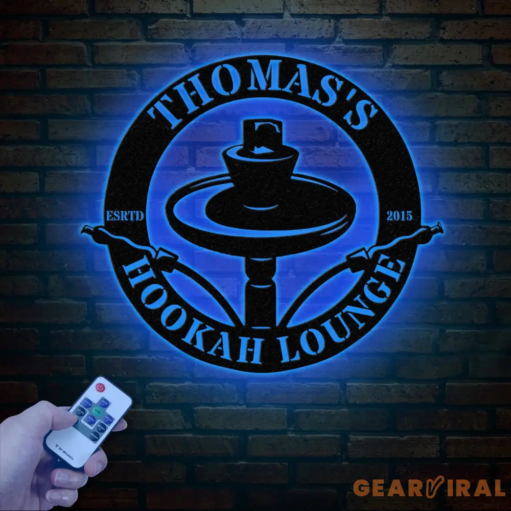 Custom Shisha Hookah Metal Wall Art with LED Light - Personalized Smoke Shop Name Sign - Home Decor & Hookah Shop