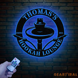 Custom Shisha Hookah Metal Wall Art with LED Light - Personalized Smoke Shop Name Sign - Home Decor & Hookah Shop