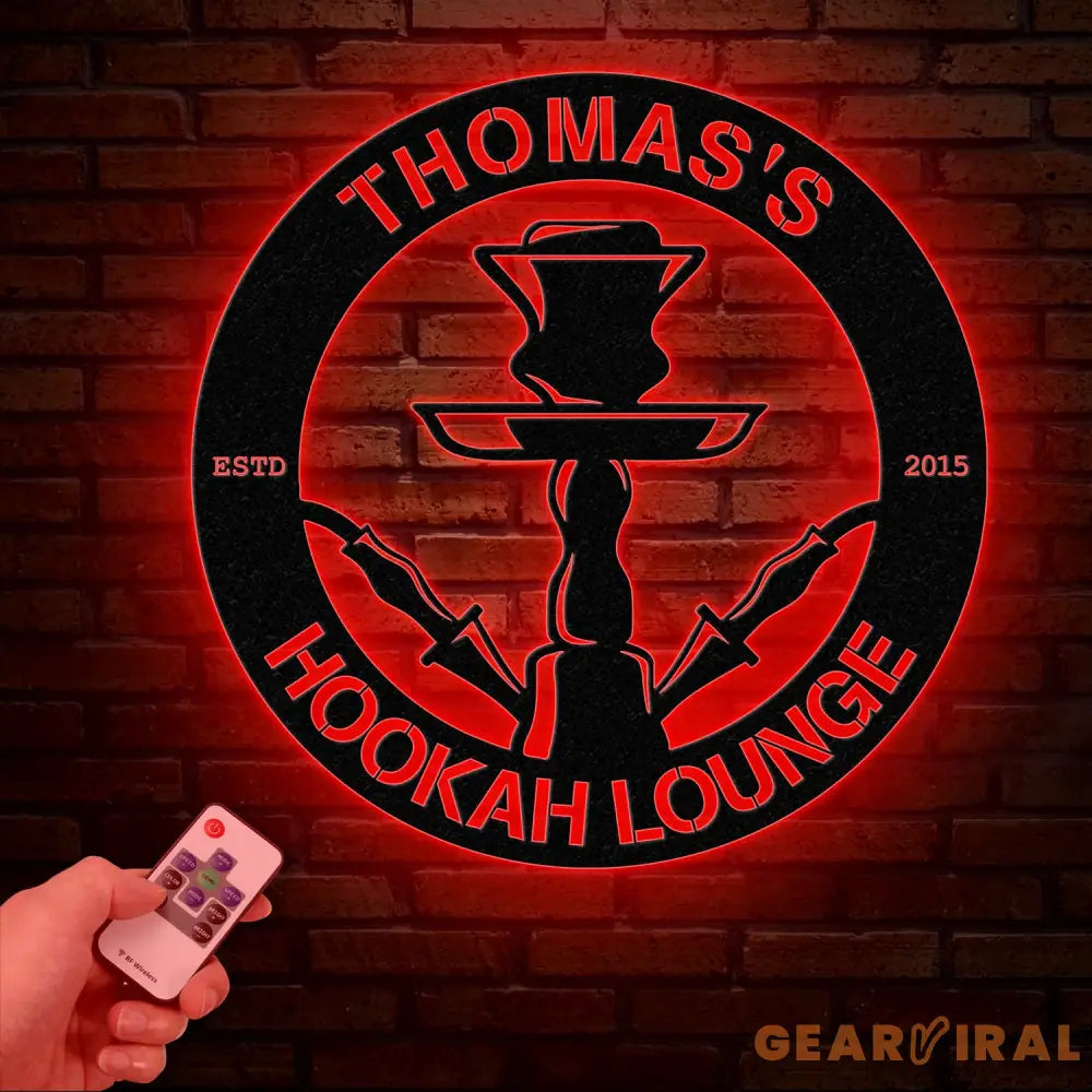 Custom Shisha Hookah Metal Wall Art with LED Light - Personalized Smoke Shop Name Sign - Home Decor & Hookah Shop
