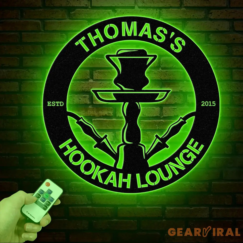 Custom Shisha Hookah Metal Wall Art with LED Light - Personalized Smoke Shop Name Sign - Home Decor & Hookah Shop