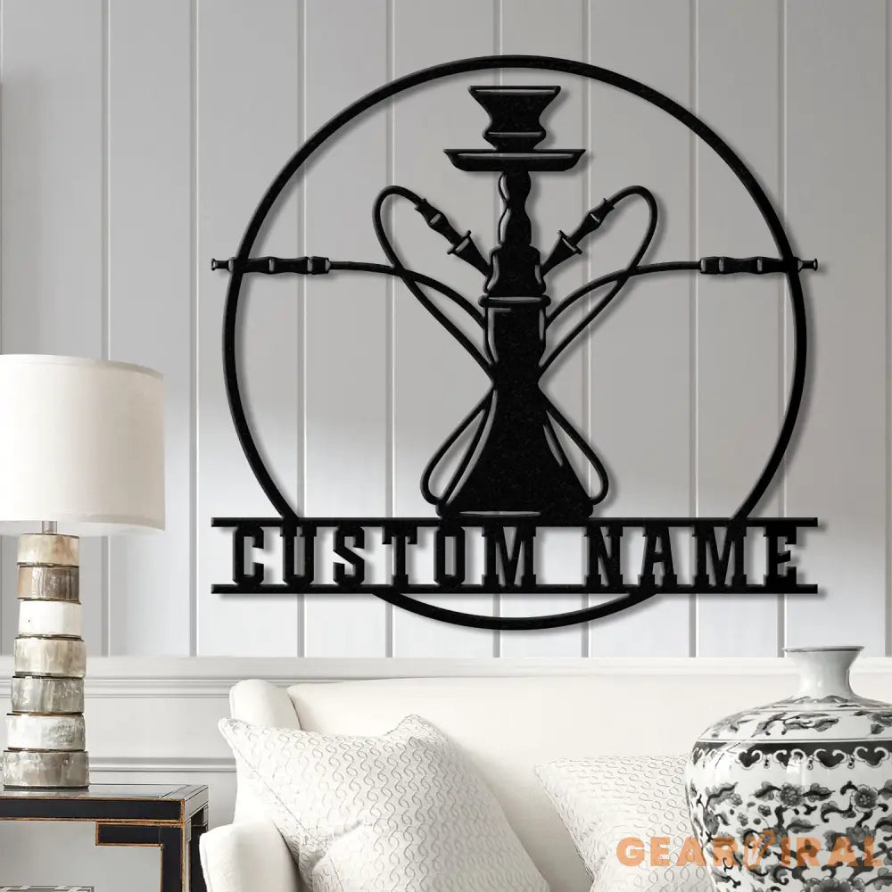 Custom Shisha Hookah Metal Wall Art with LED Light - Personalized Smoke Shop Name Sign - Home Decor & Hookah Shop
