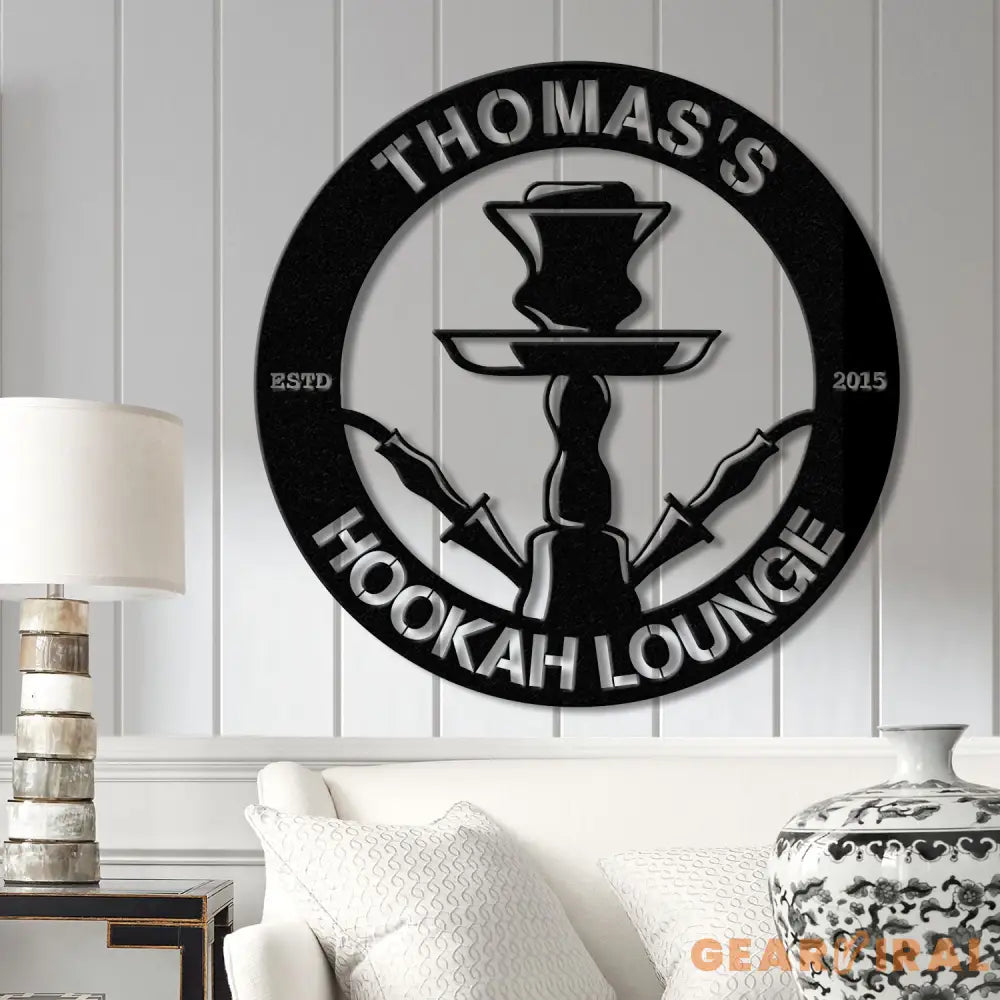 Custom Shisha Hookah Metal Wall Art with LED Light - Personalized Smoke Shop Name Sign - Home Decor & Hookah Shop