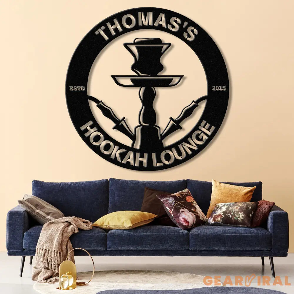Custom Shisha Hookah Metal Wall Art with LED Light - Personalized Smoke Shop Name Sign - Home Decor & Hookah Shop