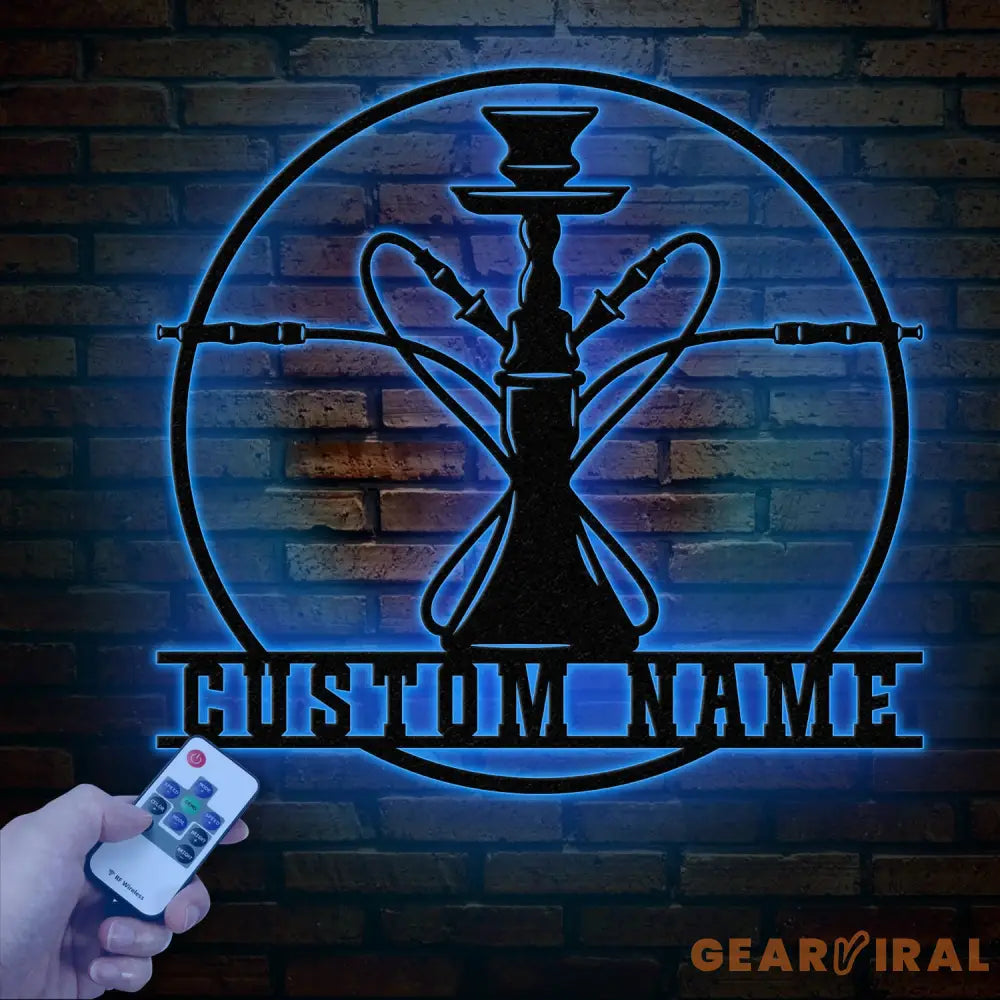 Custom Shisha Hookah Metal Wall Art with LED Light - Personalized Smoke Shop Name Sign - Home Decor & Hookah Shop