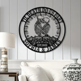 Custom Skeleton Couple Kissing Metal Wall Art with LED Light Gothic Home Decor Skull Lover Gift Halloween or