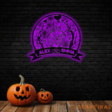 Custom Skeleton Couple Sign Skeleton Couple Metal Wall Art Led Light Skull Lover Gift Gothic Valentine Room Decor