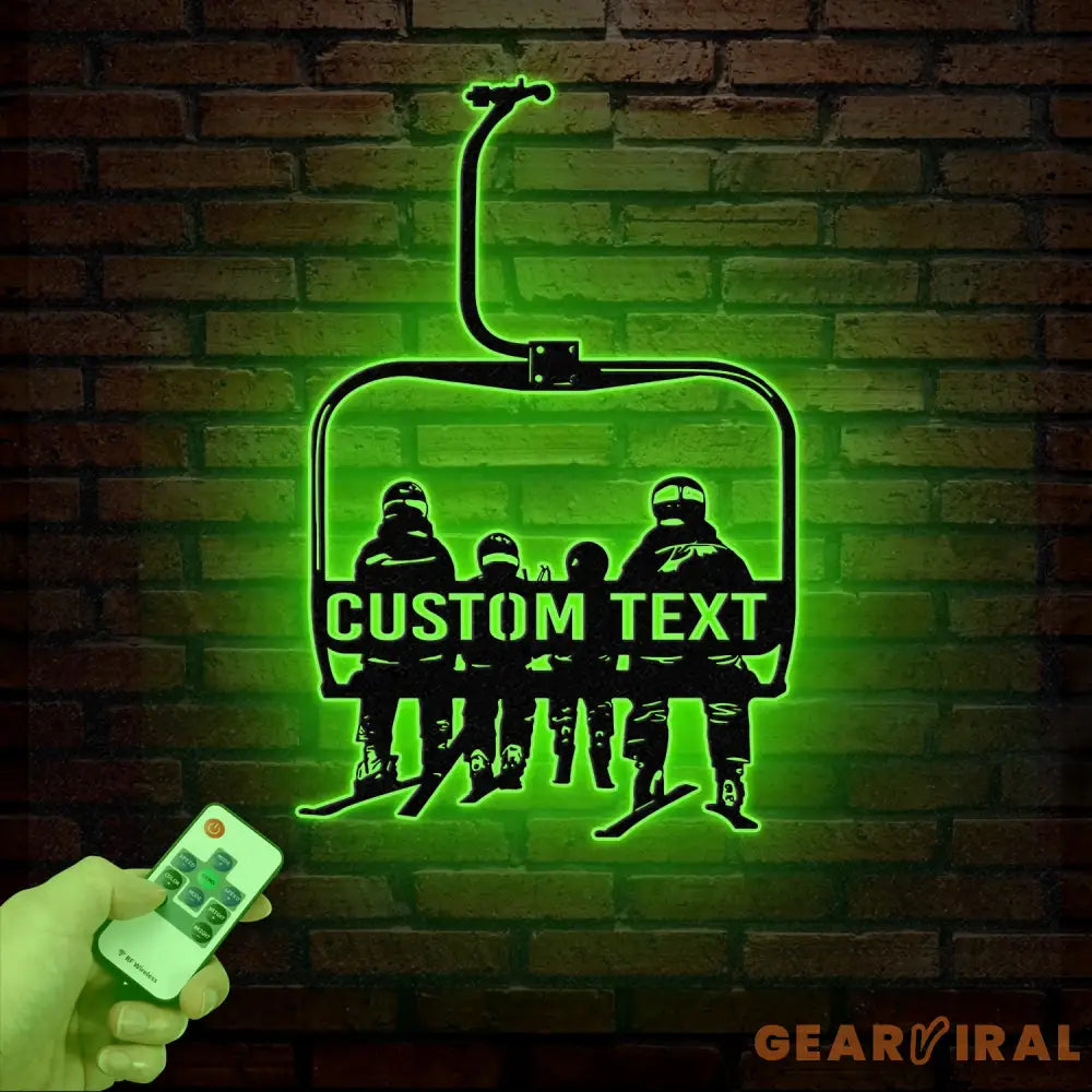 Custom Ski Lift Metal Sign with LED Light Personalized Ski Lift Name Wall Art Chairlift Decor & Snow Skiing Gift for