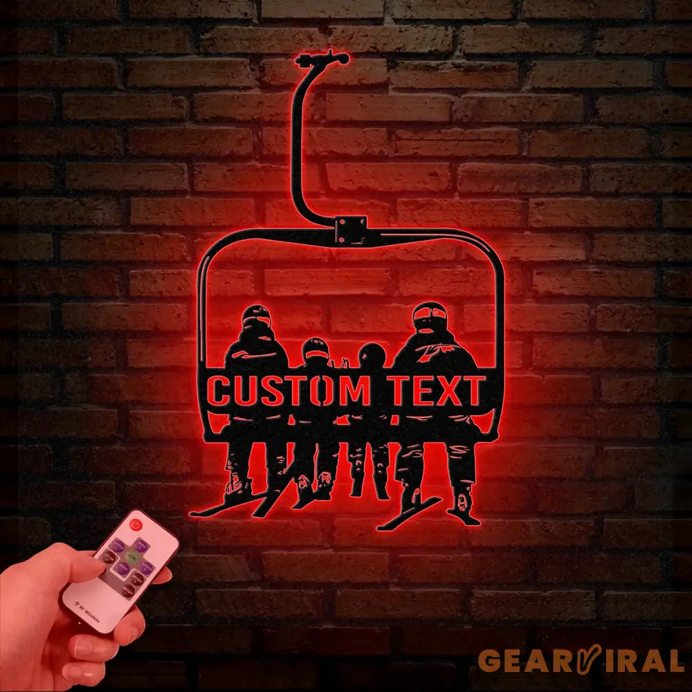 Custom Ski Lift Metal Sign with LED Light Personalized Ski Lift Name Wall Art Chairlift Decor & Snow Skiing Gift for