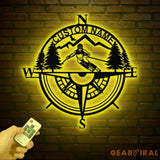 Custom Skiing Metal Sign with LED Lights - Personalized Ski Wall Art - Skier Gift & Compass Decor - Ski Home & Snow