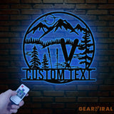 Custom Skiing Metal Sign with LED Lights - Personalized Ski Wall Art - Skier Gift & Monogram - Ski Home Decor & Snow