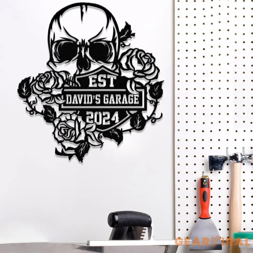 Custom Skull Flowers Metal Sign with Led Lights Flower Skull Signs Sugar Skull Skeleton Decor Gothic Decor Gift for Him