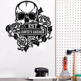 Custom Skull Flowers Metal Sign with Led Lights Flower Skull Signs Sugar Skull Skeleton Decor Gothic Decor Gift for Him