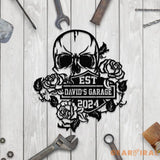 Custom Skull Flowers Metal Sign with Led Lights Flower Skull Signs Sugar Skull Skeleton Decor Gothic Decor Gift for Him