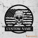 Custom Skull Hockey Metal Sign with Led Light Hockey Coach Gift Hockey Gifts for Team Hockey Wall Decor Hockey Player