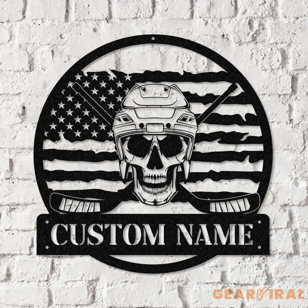 Custom Skull Hockey Metal Sign with Led Light Hockey Coach Gift Hockey Gifts for Team Hockey Wall Decor Hockey Player