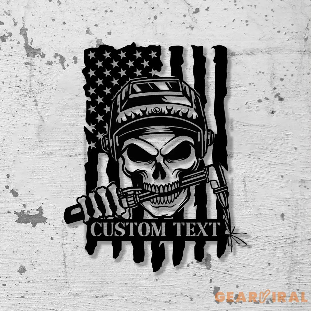 Custom Skull Welder Metal Sign with Led Light Welder Gifts Xmas Birthday Gift for Welder Dad - Gearviral