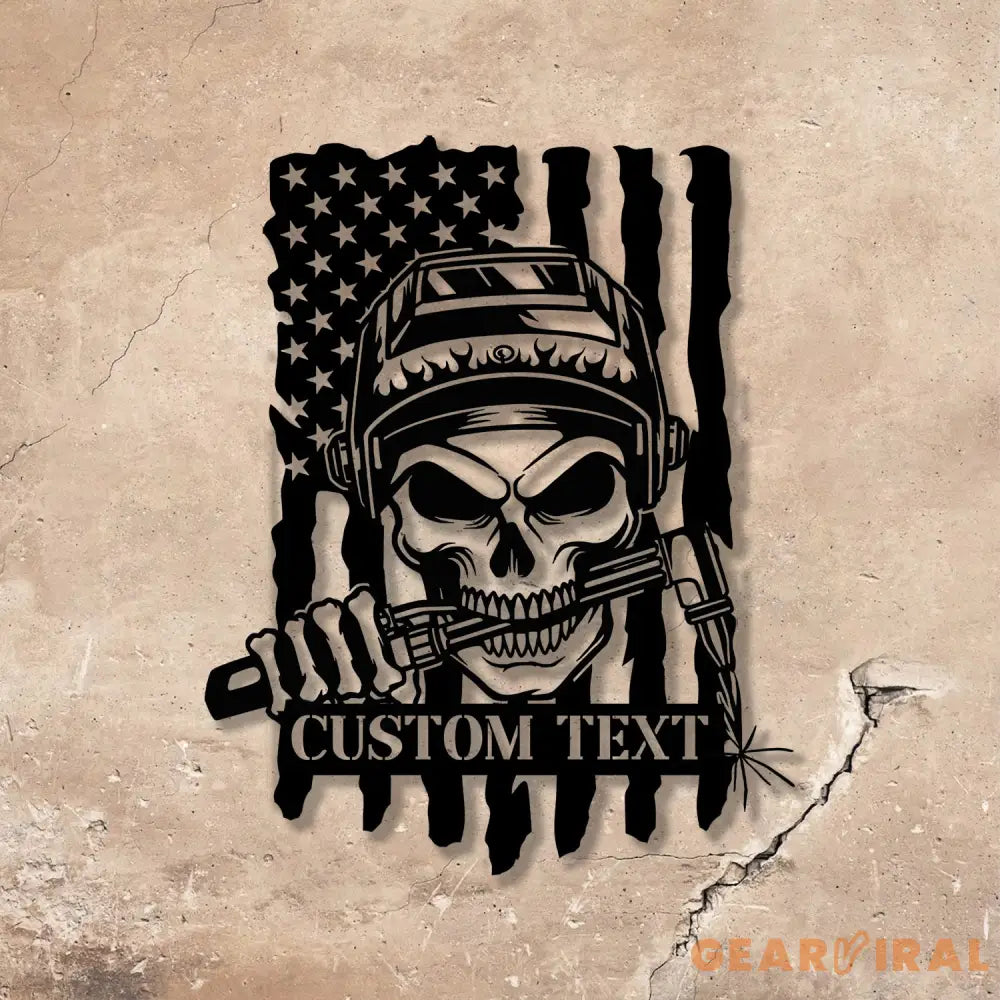 Custom Skull Welder Metal Sign with Led Light Welder Gifts Xmas Birthday Gift for Welder Dad - Gearviral