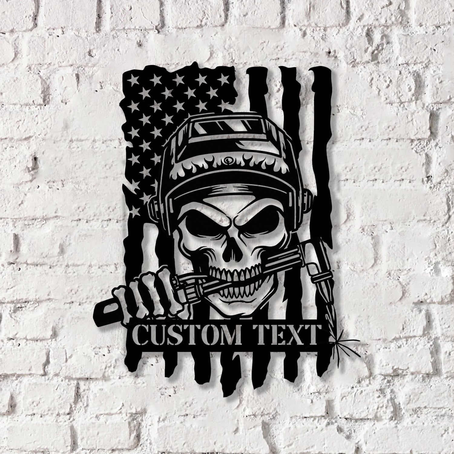 Custom Skull Welder Metal Sign with Led Light, Welder Gifts, Xmas Birthday Gift for Welder Dad - Gearviral