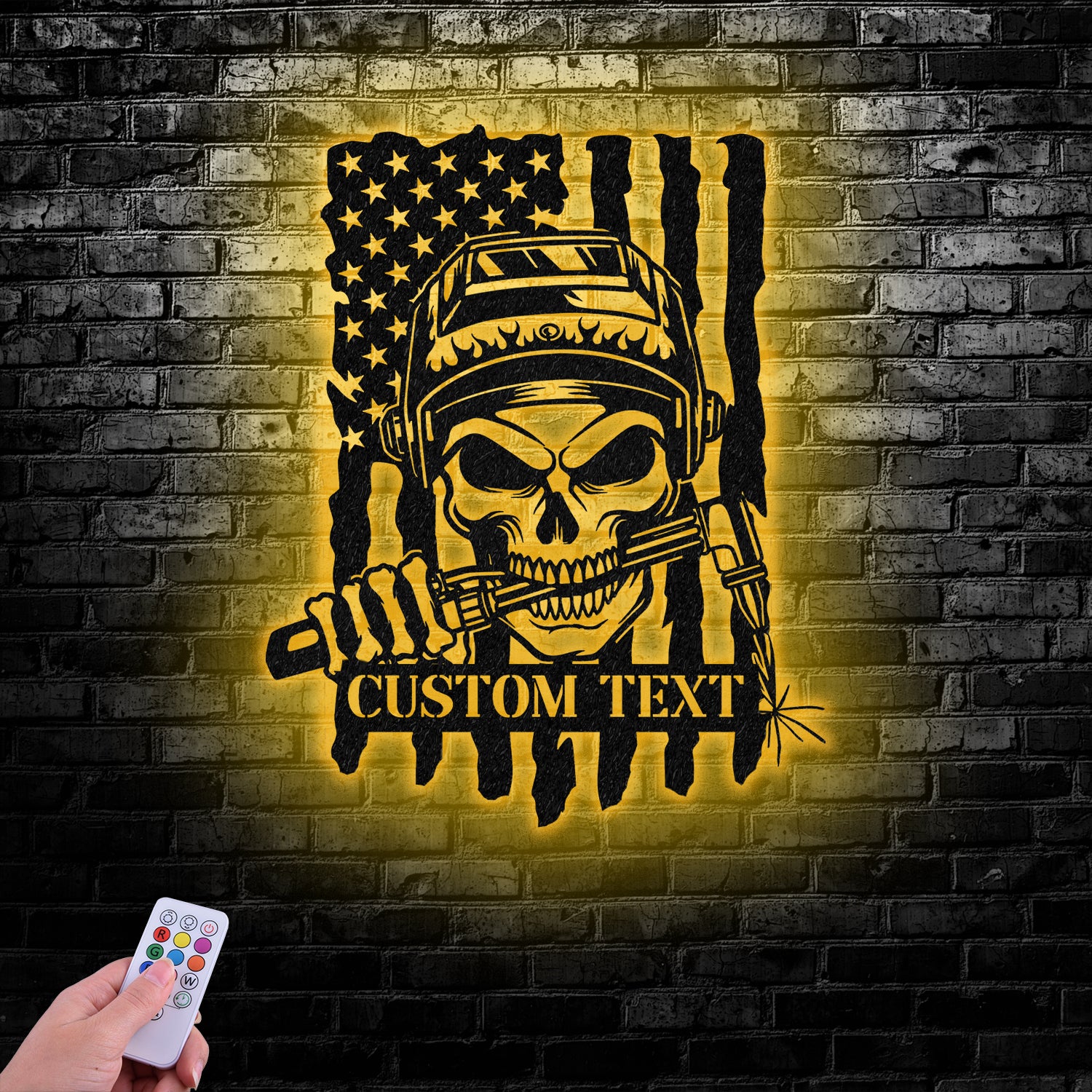 Custom Skull Welder Metal Sign with Led Light, Welder Gifts, Xmas Birthday Gift for Welder Dad - Gearviral