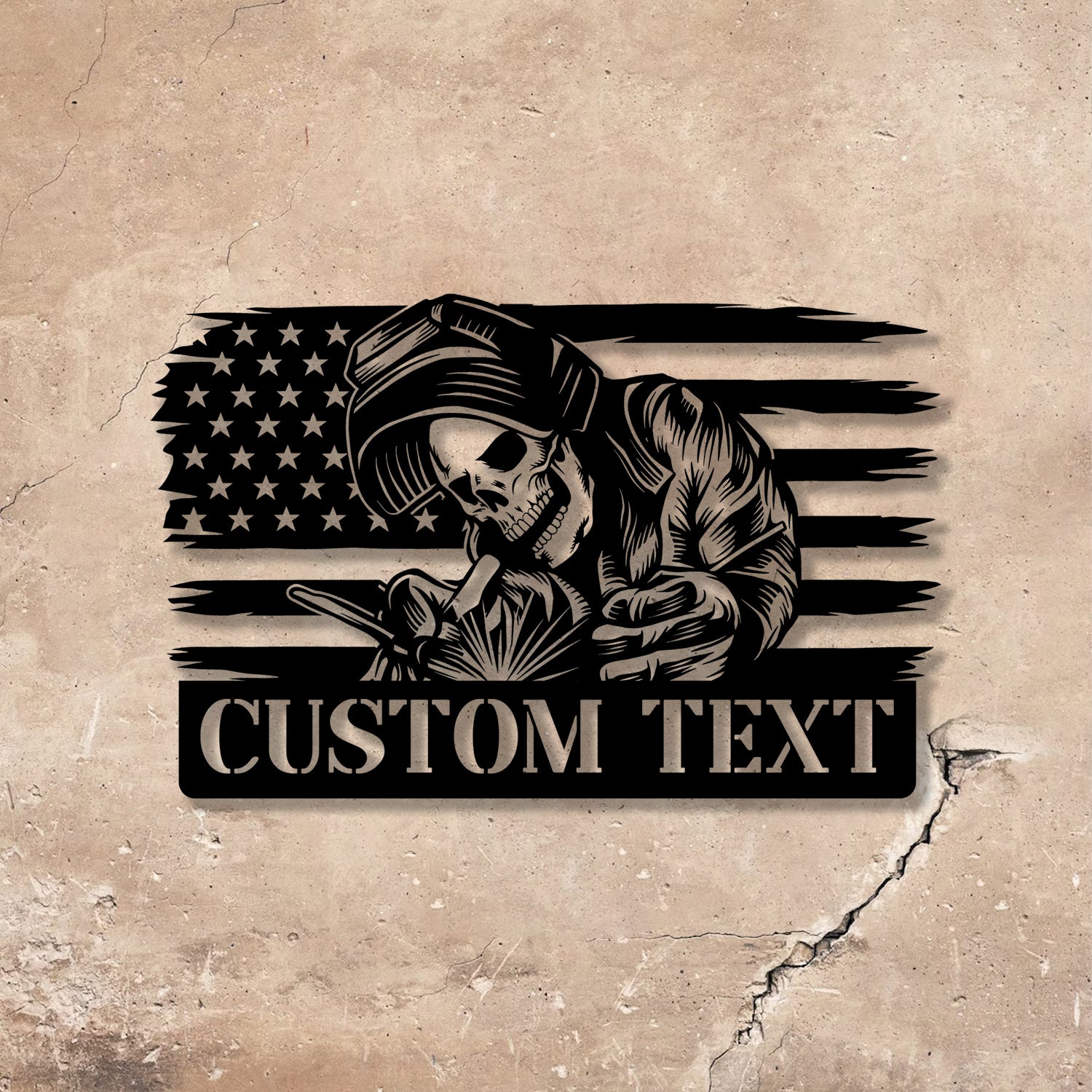 Custom Skull Welder Metal Sign with Led Light, Welder Gifts, Xmas Birthday Gift for Welder Dad Vs2 - Gearviral