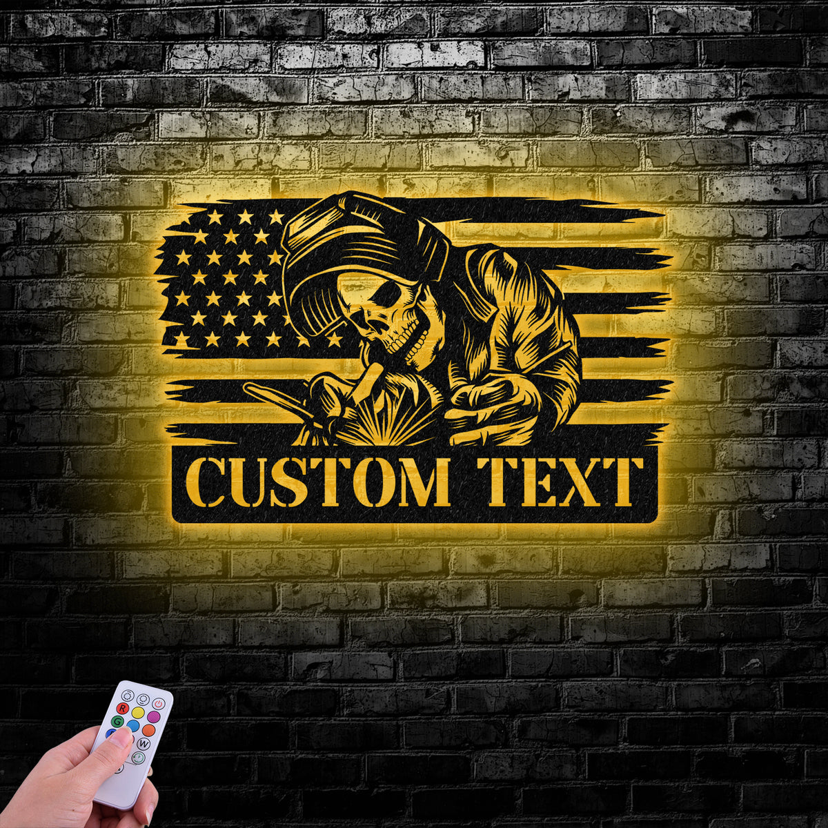 Custom Skull Welder Metal Sign with Led Light, Welder Gifts, Xmas Birthday Gift for Welder Dad Vs2 - Gearviral