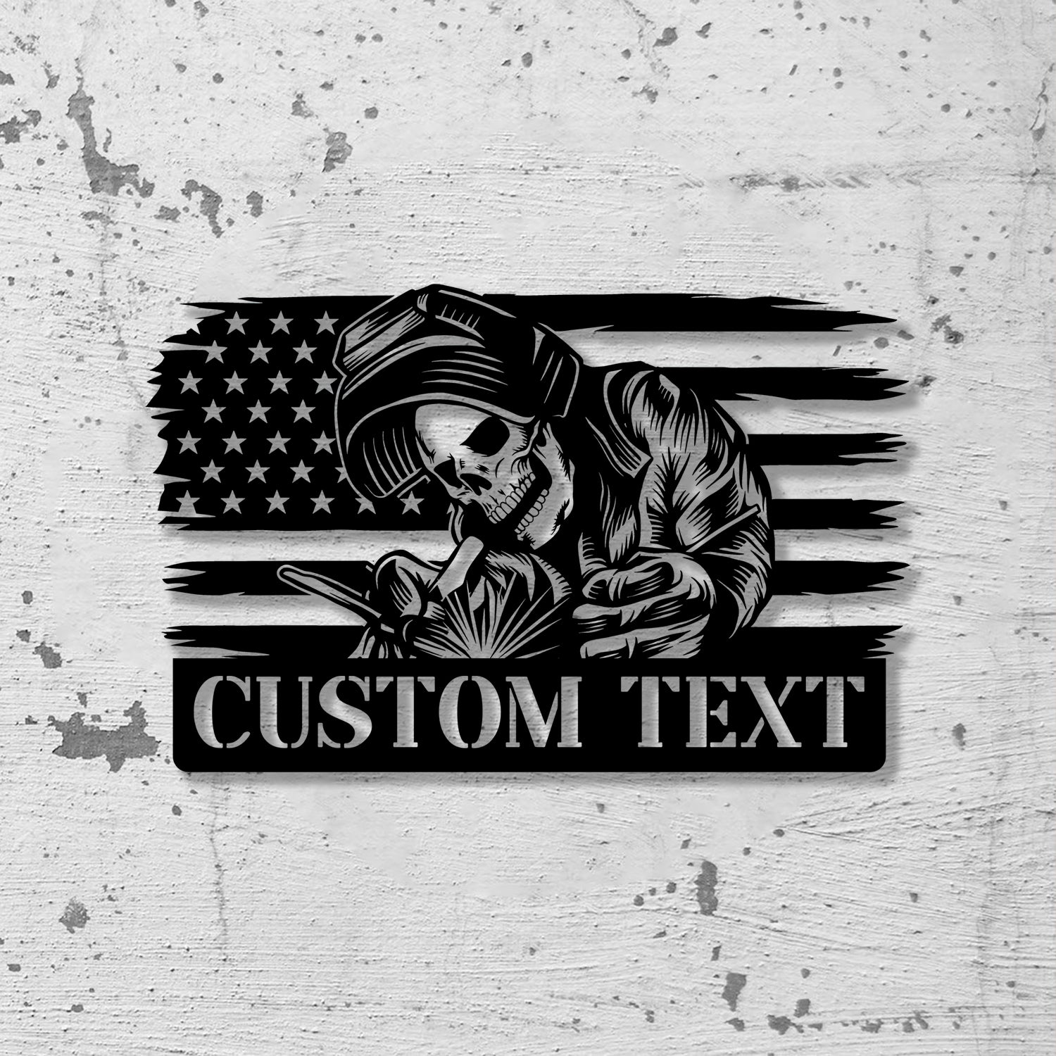 Custom Skull Welder Metal Sign with Led Light, Welder Gifts, Xmas Birthday Gift for Welder Dad Vs2 - Gearviral