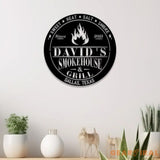 Custom Smoke House Metal Wall Art LED Light Personalized Backyard BBQ Name Sign Home Decor Barbecue Decoration Outdoor