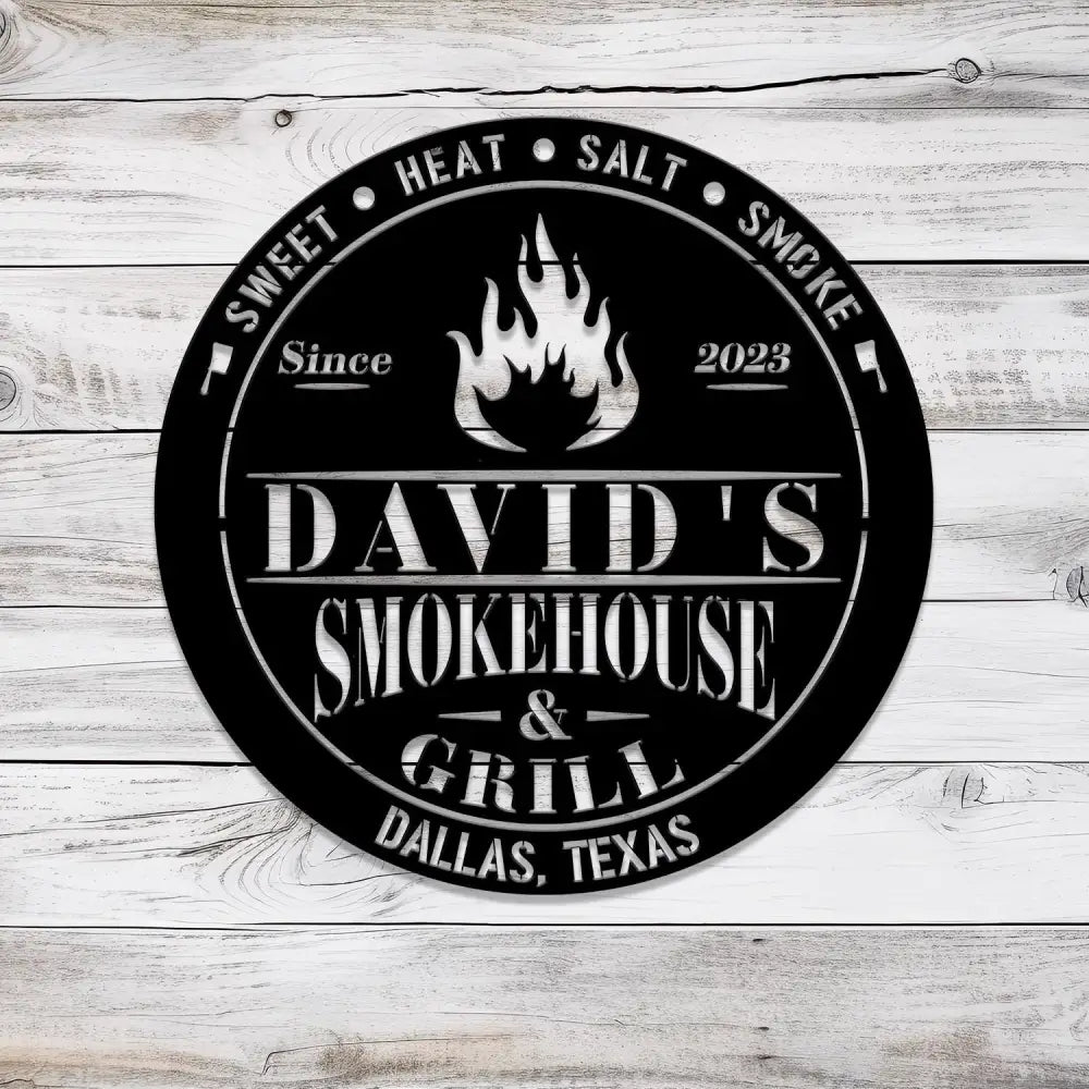Custom Smoke House Metal Wall Art LED Light Personalized Backyard BBQ Name Sign Home Decor Barbecue Decoration Outdoor