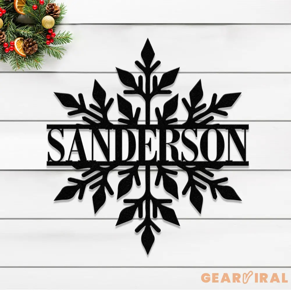 Custom Snowflake Metal Wall Art Personalized Family Name Sign Holiday Decor Merry Christmas Sign Outdoor Decoration