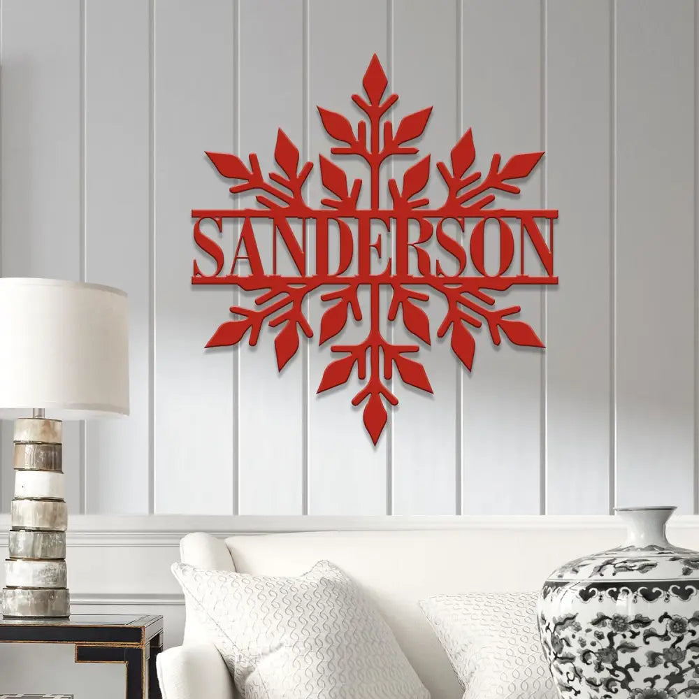 Custom Snowflake Metal Wall Art Personalized Family Name Sign Holiday Decor Merry Christmas Sign Outdoor Decoration