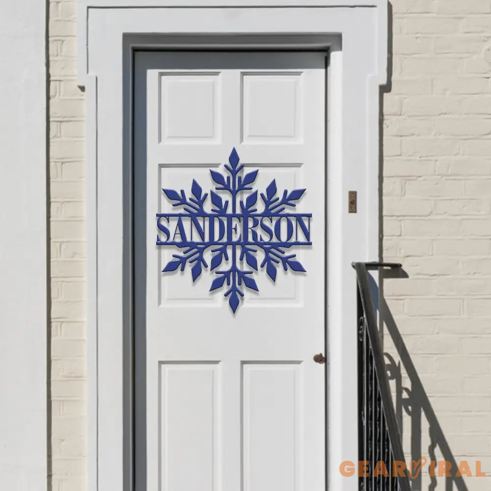 Custom Snowflake Metal Wall Art Personalized Family Name Sign Holiday Decor Merry Christmas Sign Outdoor Decoration