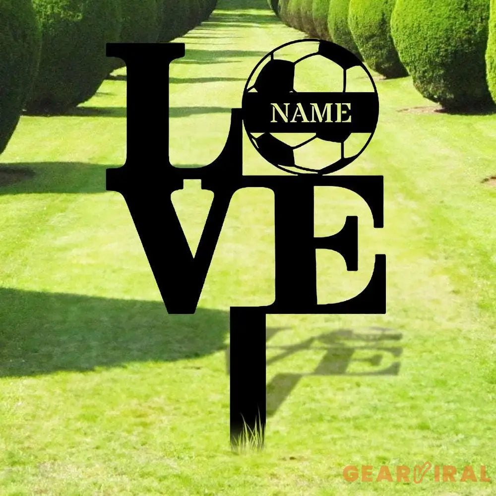 Custom Soccer and Love Metal Sign with LED Lights Personalized Family Name Metal Sign Wall Decor Personalized Wall Art