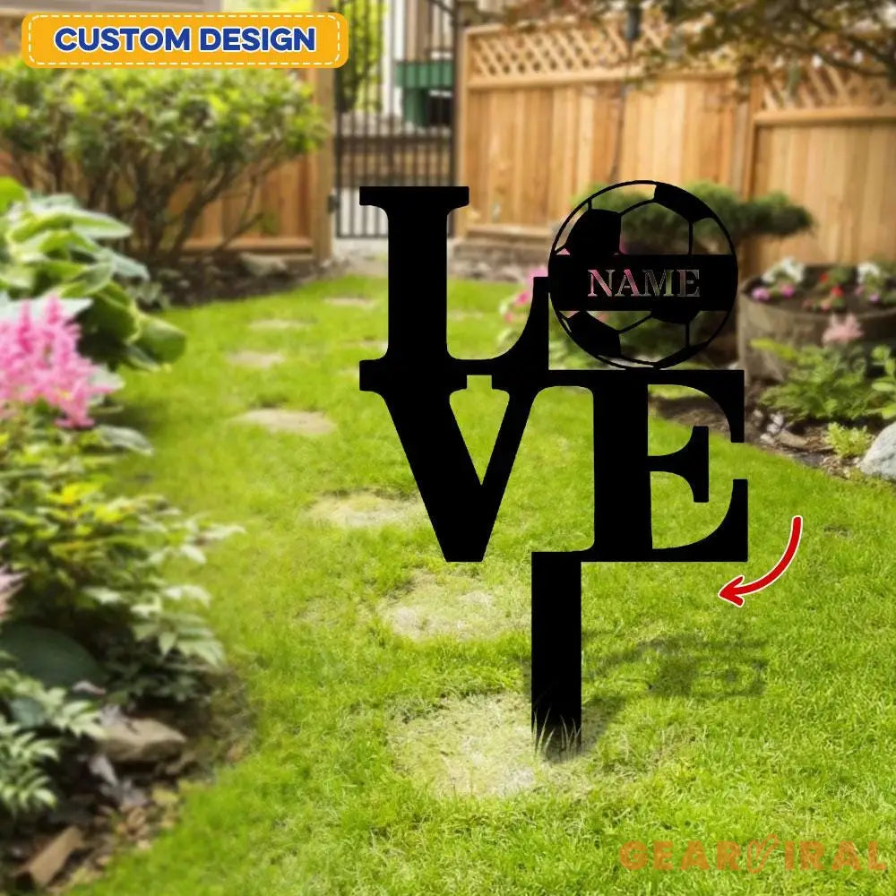 Custom Soccer and Love Metal Sign with LED Lights Personalized Family Name Metal Sign Wall Decor Personalized Wall Art