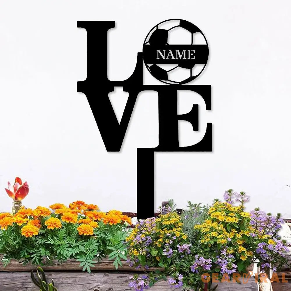 Custom Soccer and Love Metal Sign with LED Lights Personalized Family Name Metal Sign Wall Decor Personalized Wall Art