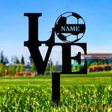 Custom Soccer and Love Metal Sign with LED Lights Personalized Family Name Metal Sign Wall Decor Personalized Wall Art