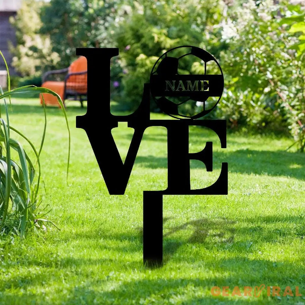 Custom Soccer and Love Metal Sign with LED Lights Personalized Family Name Metal Sign Wall Decor Personalized Wall Art