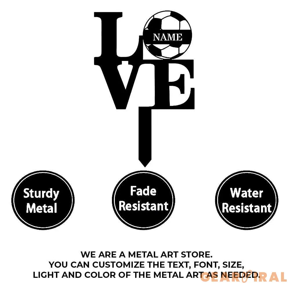 Custom Soccer and Love Metal Sign with LED Lights Personalized Family Name Metal Sign Wall Decor Personalized Wall Art