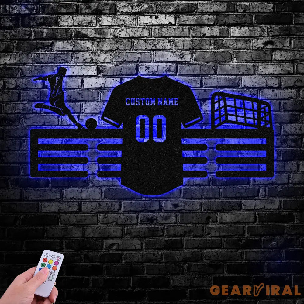 Custom Soccer Medal Hanger with Led Light Soccer Award Display Personalized Soccer Medal Display Soccer Medal Holder