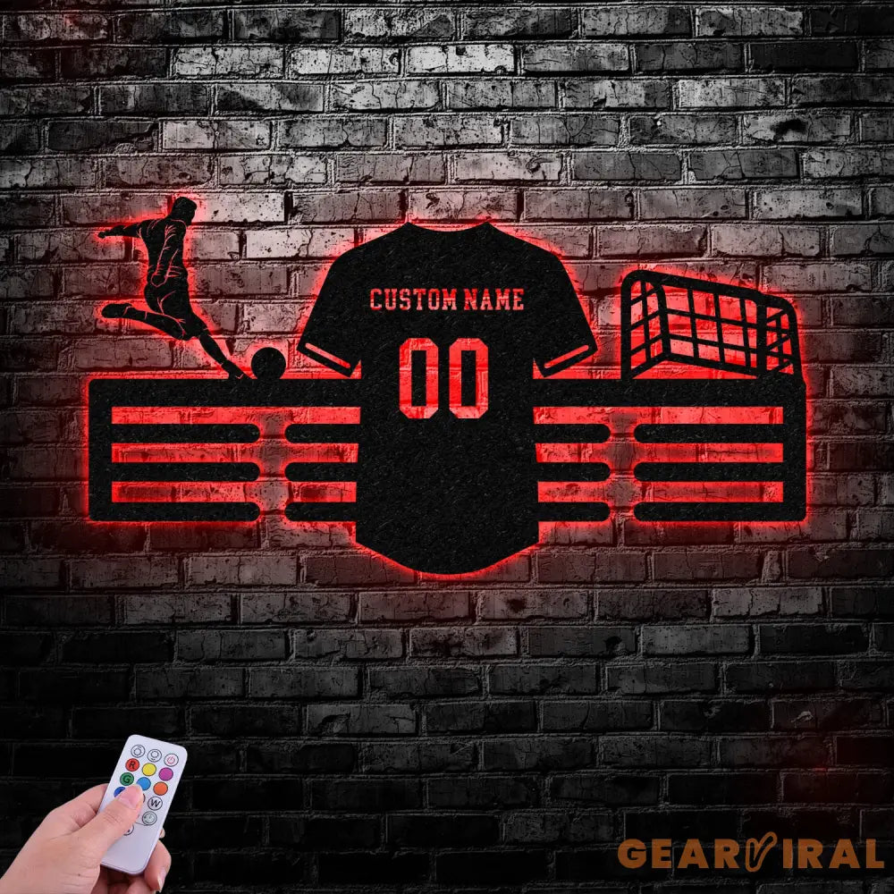 Custom Soccer Medal Hanger with Led Light Soccer Award Display Personalized Soccer Medal Display Soccer Medal Holder