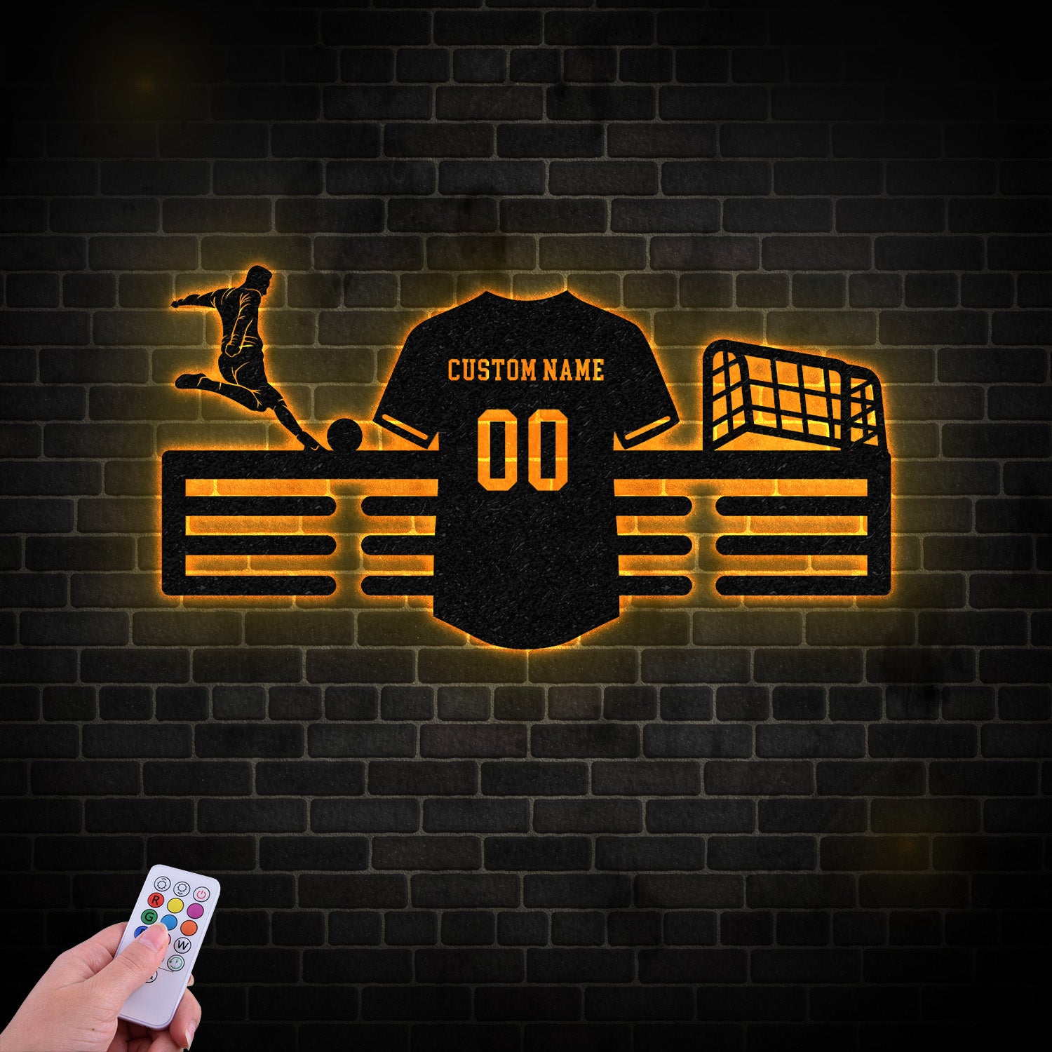 Custom Soccer Medal Hanger with Led Light, Soccer Award Display, Personalized Soccer Medal Display, Soccer Medal Holder