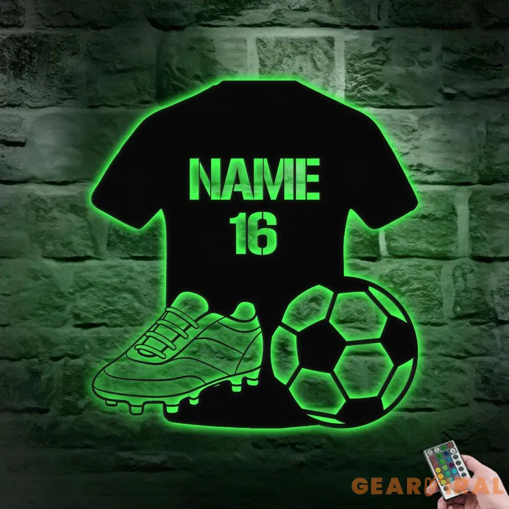 Custom Soccer Metal Sign with LED Lights Personalized Family Name Metal Sign Wall Decor Personalized Wall Art