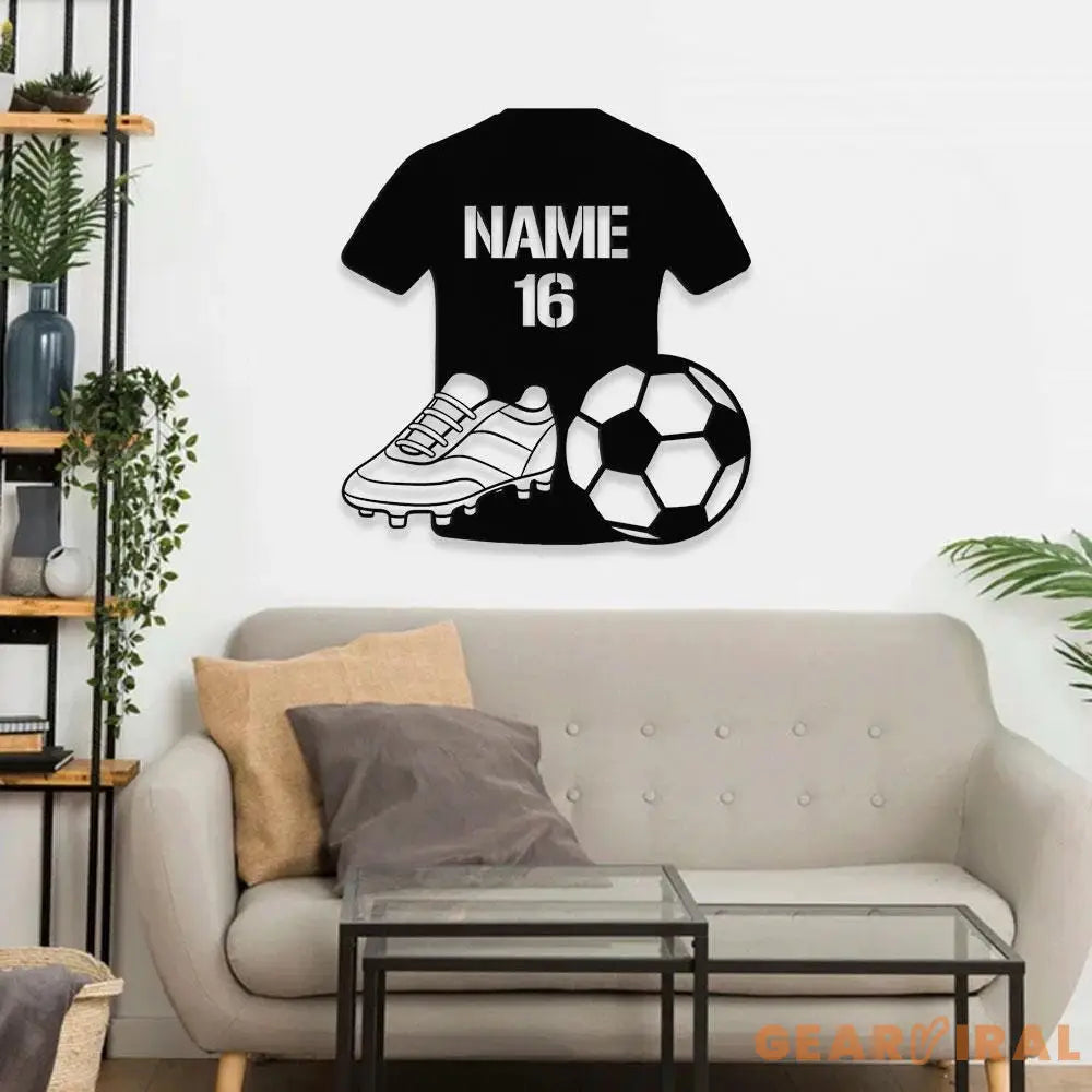 Custom Soccer Metal Sign with LED Lights Personalized Family Name Metal Sign Wall Decor Personalized Wall Art