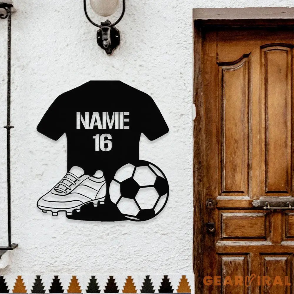 Custom Soccer Metal Sign with LED Lights Personalized Family Name Metal Sign Wall Decor Personalized Wall Art