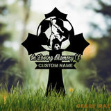 Custom Soccer Player Memorial Plaque Cross Stake Grave Markers Soccer Player Loss Sympathy Sign Remembrance Stake