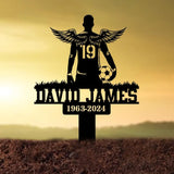 Custom Soccer Player with Wings Memorial Plaque Stake Grave Markers Soccer Player Loss Sympathy Sign Remembrance Stake