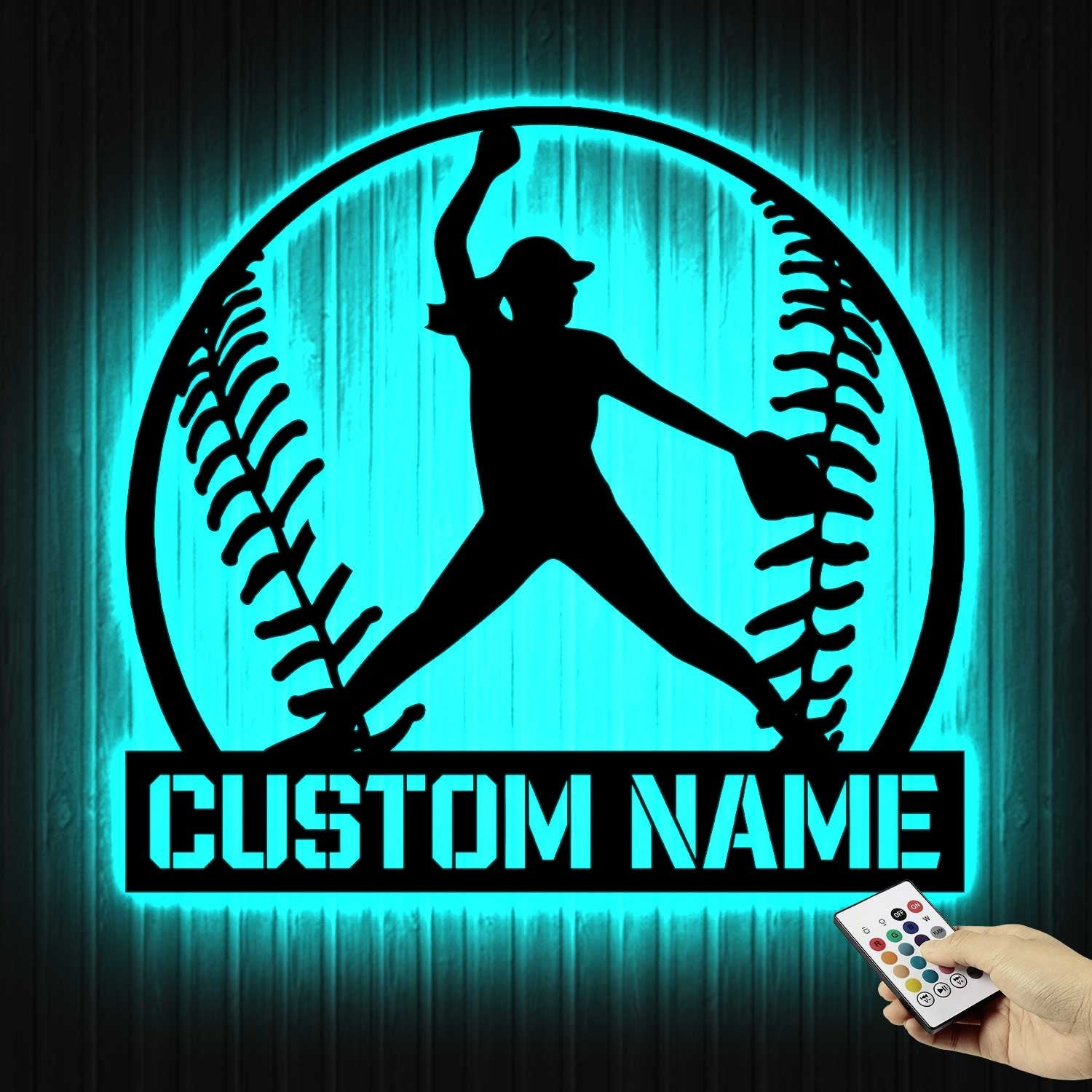 Custom Softball Pitcher Metal Wall Art With Led Lights - Pitcher Girl Sign - Birthday Gift Dorm Decoration Gift For Daughter Sport Lover Gift | GearViral