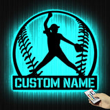 Custom Softball Pitcher Metal Wall Art With Led Lights - Pitcher Girl Sign - Birthday Gift Dorm Decoration Gift For Daughter Sport Lover Gift | GearViral
